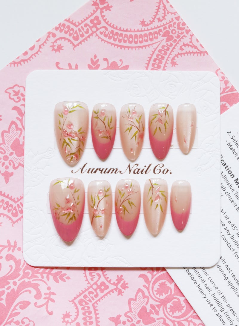 AurumNail - Peach Blossom Mist - Medium Almond M - Exclusively For KSA - High-End Limited Edition Handmade Press-On Nails, Not Factory-Made Nails - Perfect for Vacations, Weddings, or Everyday Elegance - Viral TikTok Nail Design – Ramadan & Eid Special Edition – Riyadh Festival Collection – Eco-Friendly Nude Nails – Inspired by the Saudi Green Initiative - Image 3