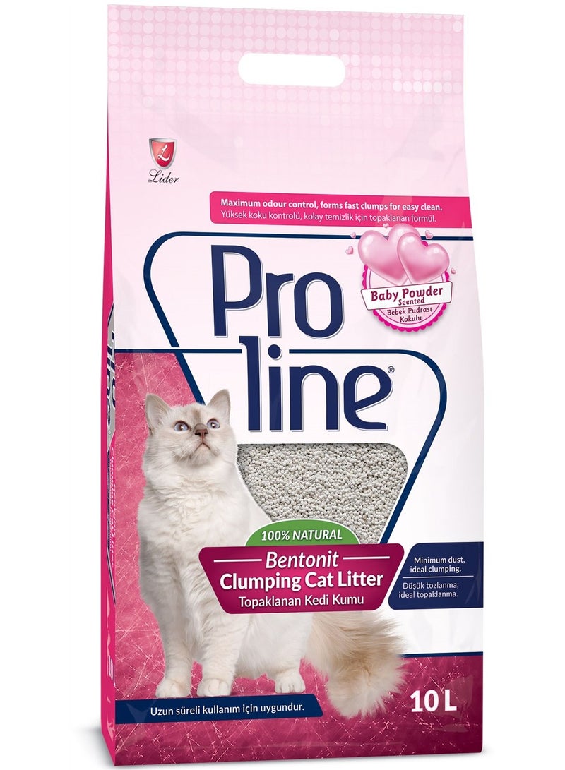 PROLINE Bentonite Clumping Cat Litter Baby Powder Scented 10 L