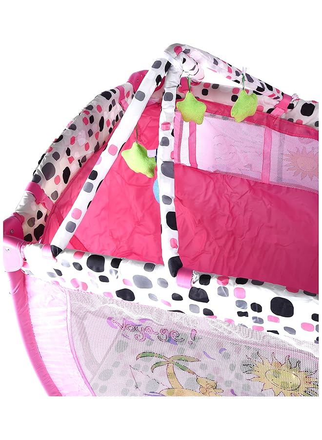 إيروريكس ألعاب سرير أطفال وساحة لعب باللون الوردي 55114 - Image 3