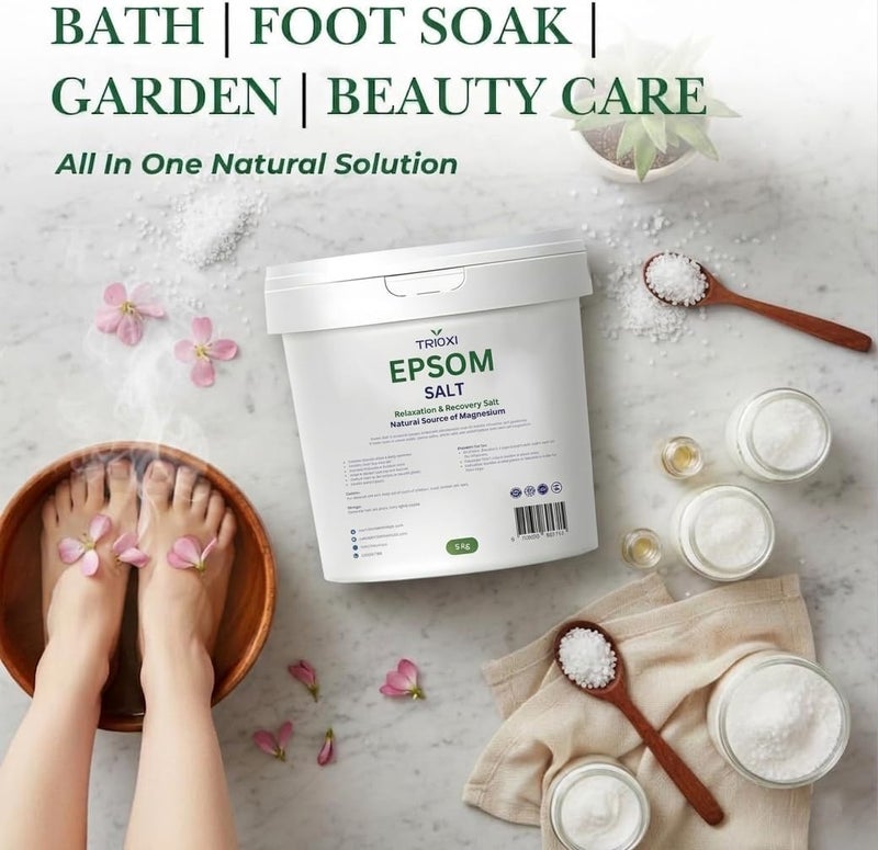 Trioxi Epsom Salt – Pure Magnesium Sulfate Crystals – Relaxing Bath Soak, Foot Soak & Natural Remedy – Premium Quality (5KG) - Image 2