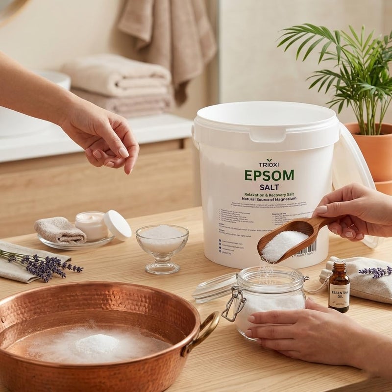 Trioxi Epsom Salt – Pure Magnesium Sulfate Crystals – Relaxing Bath Soak, Foot Soak & Natural Remedy – Premium Quality (5KG) - Image 3