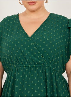 Styli Polka Dot A-Line Ruffled Sleeve Midi Dress  - Image 4