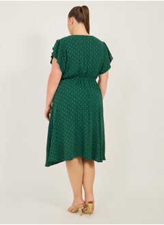 Styli Polka Dot A-Line Ruffled Sleeve Midi Dress  - Image 5