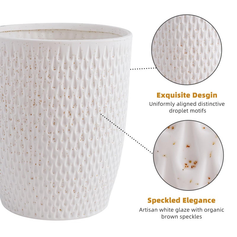 BASDHE White Ceramic Trash Can - Small Trash Can Wastebasket for Bathroom, Kitchen, Office & Home Decor - Ceramic Round Garbage Container Basket Bin (2.5 Gallon) - Image 5
