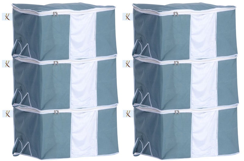 Kuber Industries 6 Piece Non Woven Underbed Storage Organiser Set Dark Grey - Image 1