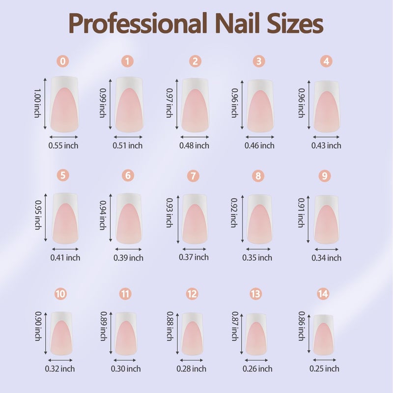 Misssix Deep French Gel Nail Tips, 150Pcs French Tip Press on Nails Long Square Pink, No Need to File 3 in 1 Tips Pre-lasting, Fake Nails for Nail Art DIY 15 Sizes - Image 3