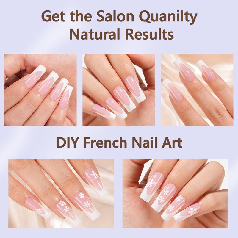 Misssix Deep French Gel Nail Tips, 150Pcs French Tip Press on Nails Long Square Pink, No Need to File 3 in 1 Tips Pre-lasting, Fake Nails for Nail Art DIY 15 Sizes - Image 5