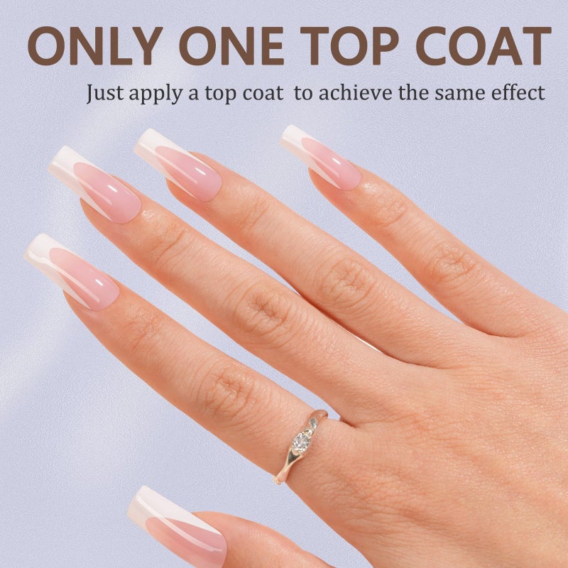 Misssix Deep French Gel Nail Tips, 150Pcs French Tip Press on Nails Long Square Pink, No Need to File 3 in 1 Tips Pre-lasting, Fake Nails for Nail Art DIY 15 Sizes - Image 2