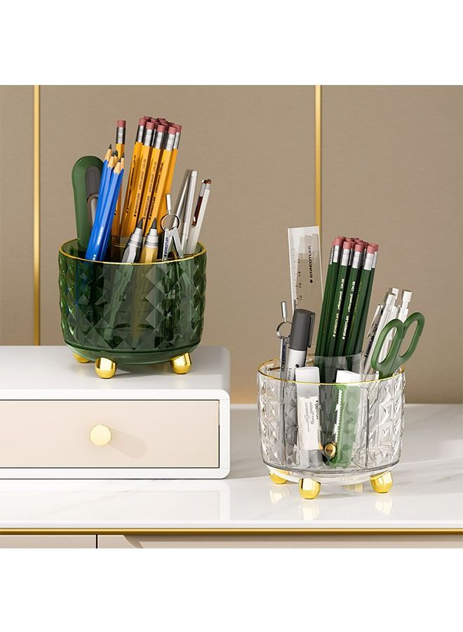 ZCM-HAPPY 2-Piece Cosmetic Storage Box Desktop Makeup Brush Storage Tube Rotating Dustproof Pen Holder Dressing Table Eyebrow Pen Eyeshadow Shelf - Image 4