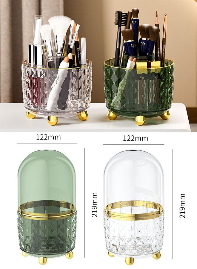 ZCM-HAPPY 2-Piece Cosmetic Storage Box Desktop Makeup Brush Storage Tube Rotating Dustproof Pen Holder Dressing Table Eyebrow Pen Eyeshadow Shelf - Image 2