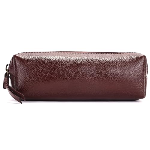 HAMMONDS FLYCATCHER Leather Utility Pouch - Multi-Use Genuine Leather Pencil Case, Cosmetic, Stationery, Coin & Makeup Brush Pouch for Women & Men - School & Office Organizer- Redwood Brown - Image 3