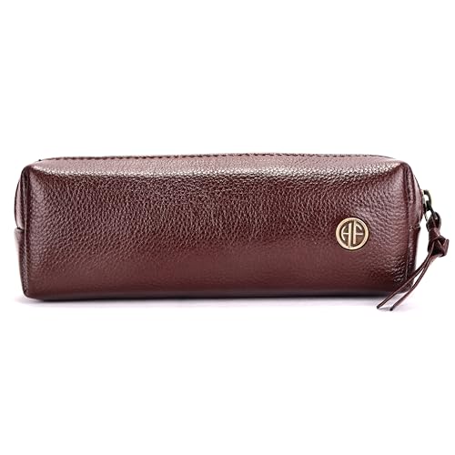 HAMMONDS FLYCATCHER Leather Utility Pouch - Multi-Use Genuine Leather Pencil Case, Cosmetic, Stationery, Coin & Makeup Brush Pouch for Women & Men - School & Office Organizer- Redwood Brown - Image 4