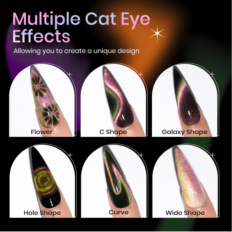 SUPWEE 9D Cat Eye Gel Nail Polish Set with Magnet - 12 Colors Magnetic Cateye Gel Polish Chameleon Galaxy Effects Manicure for Nail Salon DIY Nail Art at Home - Image 3
