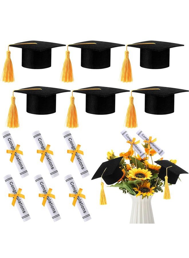 Breling 12 Pcs Black and Gold Graduation Centerpiece Sticks Felt Graduation Scroll Diploma and Grad Cap with Tassel Decor 2025 Table Toppers Centerpiece Party Supplies for Grad Party Decorations - Image 1