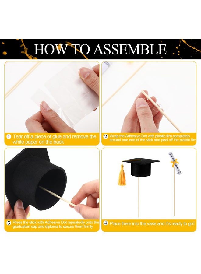 Breling 12 Pcs Black and Gold Graduation Centerpiece Sticks Felt Graduation Scroll Diploma and Grad Cap with Tassel Decor 2025 Table Toppers Centerpiece Party Supplies for Grad Party Decorations - Image 4