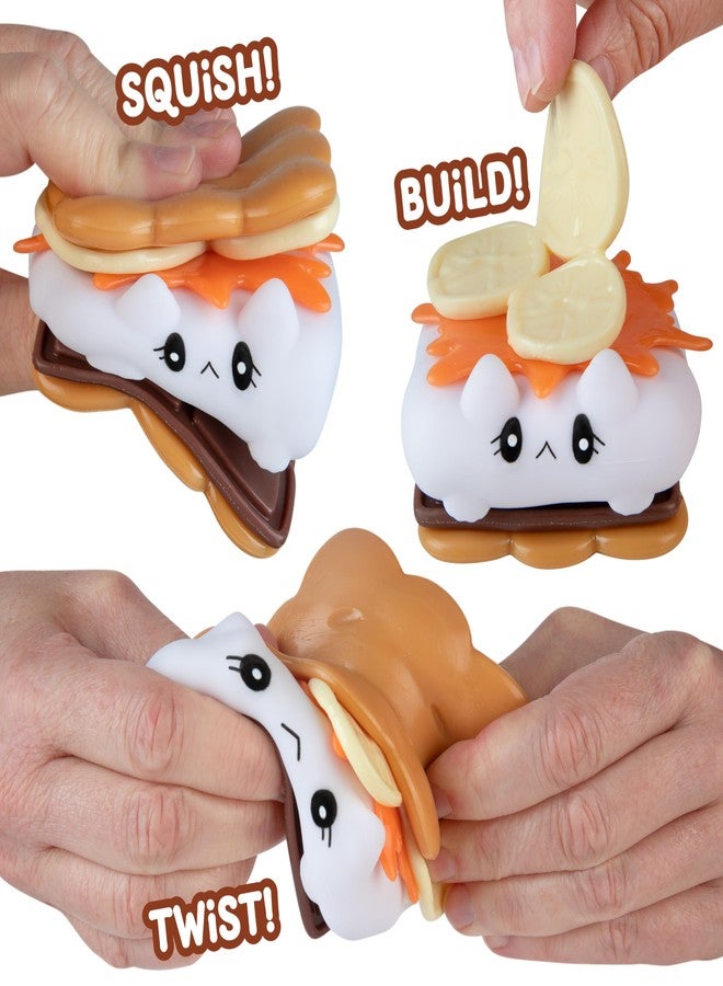 The Orb Factory ORB Stretchee Foodz Cuties Food Squishies 3 Pack - Secret Menu Stackable Squishy Play Food - Kawaii Stretchy Squishy Hamburger Hot Dog and S'More - Stress Sensory Fidget Food Toys for Kids and Adults - Image 4