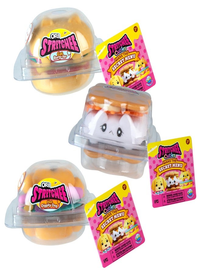 The Orb Factory ORB Stretchee Foodz Cuties Food Squishies 3 Pack - Secret Menu Stackable Squishy Play Food - Kawaii Stretchy Squishy Hamburger Hot Dog and S'More - Stress Sensory Fidget Food Toys for Kids and Adults - Image 3