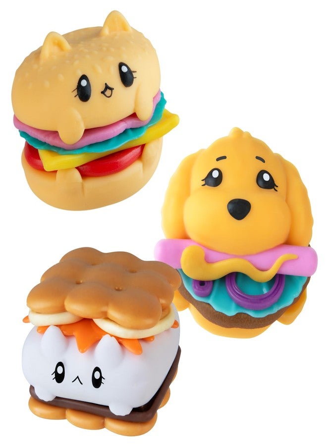The Orb Factory ORB Stretchee Foodz Cuties Food Squishies 3 Pack - Secret Menu Stackable Squishy Play Food - Kawaii Stretchy Squishy Hamburger Hot Dog and S'More - Stress Sensory Fidget Food Toys for Kids and Adults - Image 1