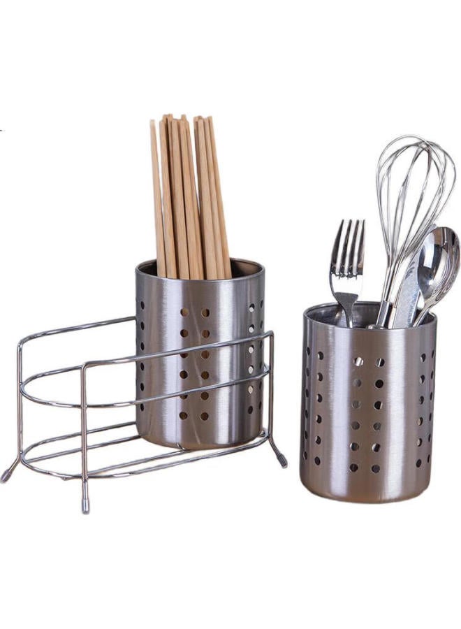 Ou Runzhe Ourunzhe Stainless Steel Household Chopstick Holder, Chopstick Cage, Tableware Tube, Double-Tube Utensil Storage Rack - Image 3