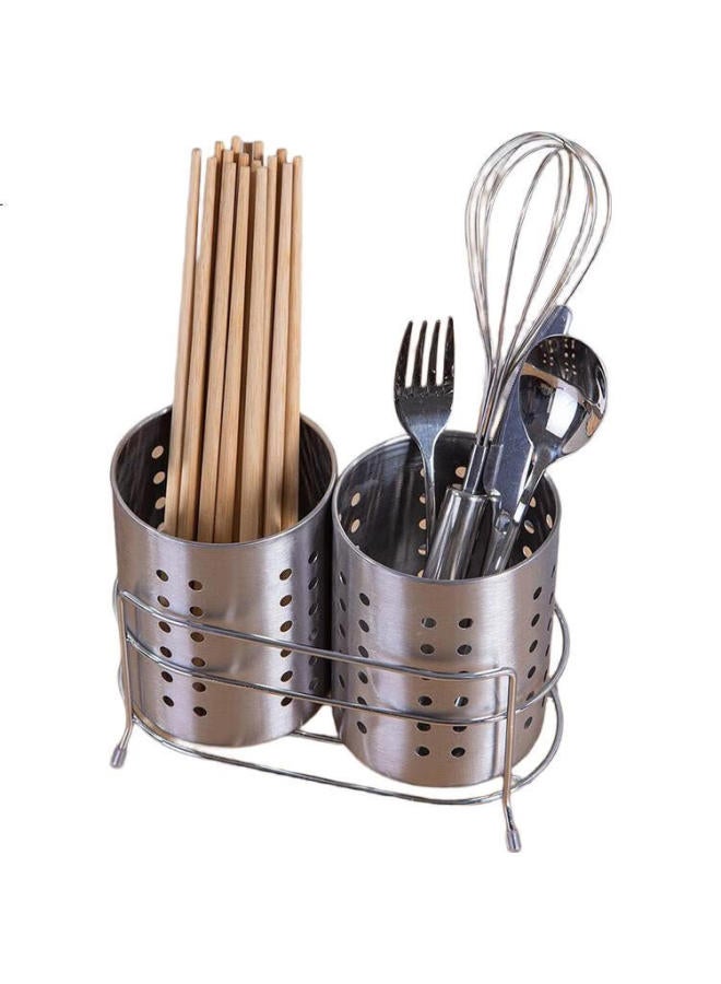 Ou Runzhe Ourunzhe Stainless Steel Household Chopstick Holder, Chopstick Cage, Tableware Tube, Double-Tube Utensil Storage Rack - Image 1