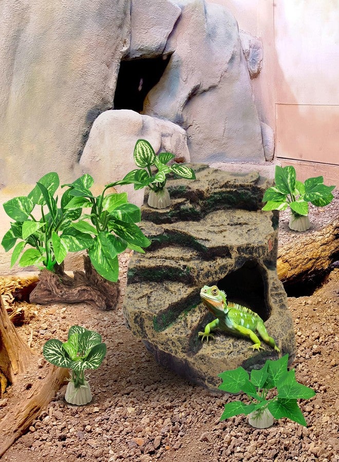 GOZILLA Silk Fish Tank Plants,Reptile Artificial Plant,Reptile Plants for Terrarium,Aquarium Decorations Accessories Set,Resin Driftwood Silk Aquarium Plant for Fish Tank.(5PCS/A-Set) - Image 3