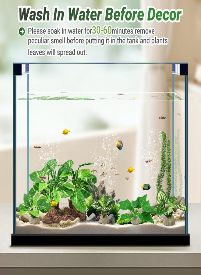 GOZILLA Silk Fish Tank Plants,Reptile Artificial Plant,Reptile Plants for Terrarium,Aquarium Decorations Accessories Set,Resin Driftwood Silk Aquarium Plant for Fish Tank.(5PCS/A-Set) - Image 4