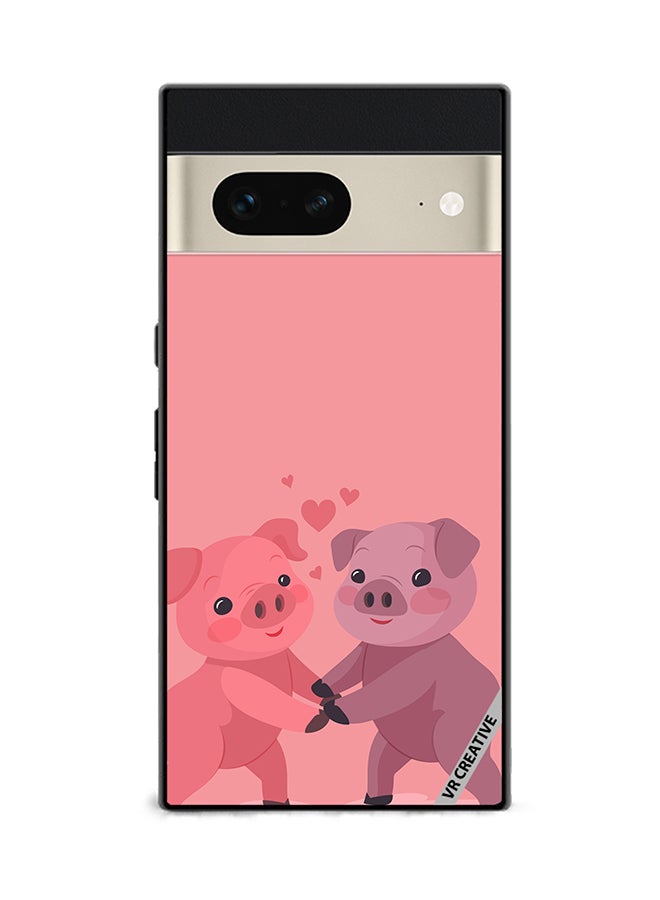 VR CREATIVE Protective Case Cover For Google Pixel 7 Love Pig Design Multicolour - Image 1