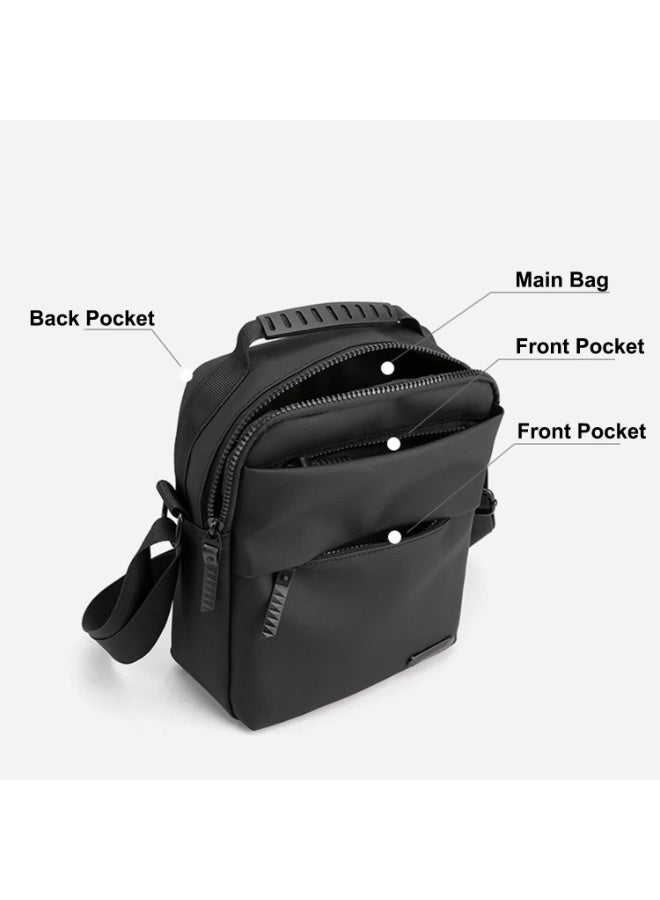 LEBOCADO Small Sling Crossbody Bag - Water-Resistant Nylon Chest Shoulder Backpack, Anti-Scratch Casual Daypack for Business, Travel and Cycling with Adjustable Strap (Black) - Image 3