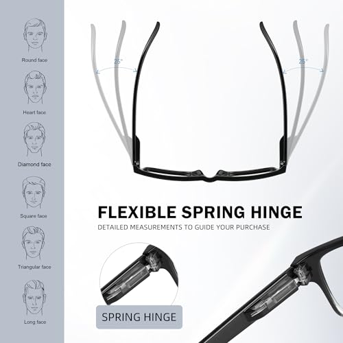 XVXV 2 Pairs +1.25 Reading Glasses,Blue Light Blocking Readers for Men Women,Anti Eyestrain/UV Lightweight Spring Hinges Eyeglasses - Image 4