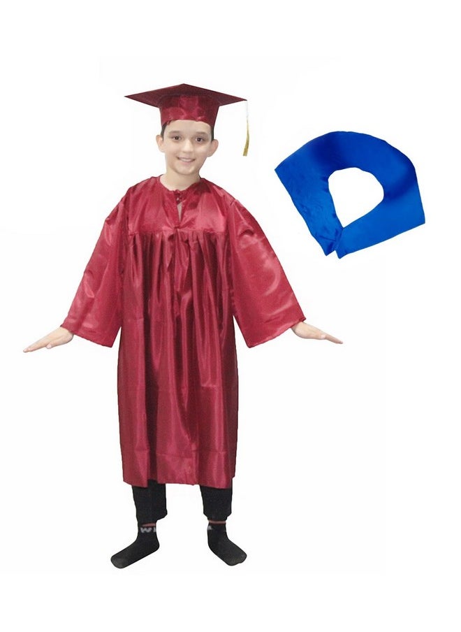 Kaku Fancy Dresses Kaku Fancy Dresses Graduation Gown With Hat & Stole/Scarf | Degree Costume For Convocation Dress For Boys & Girls (Maroon, 10-12 Years)  - Image 1