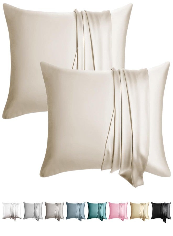 WLOSJ 100% Silk Pillowcase for Hair and Skin Toddler Size 2 Pack Mulberry Silk Pillow Case 13 x 18 Inches Highest 6A Silk Kids/Travel Pillow Cover Soft Breathable Cooling with Hidden Zipper, Beige - Image 1