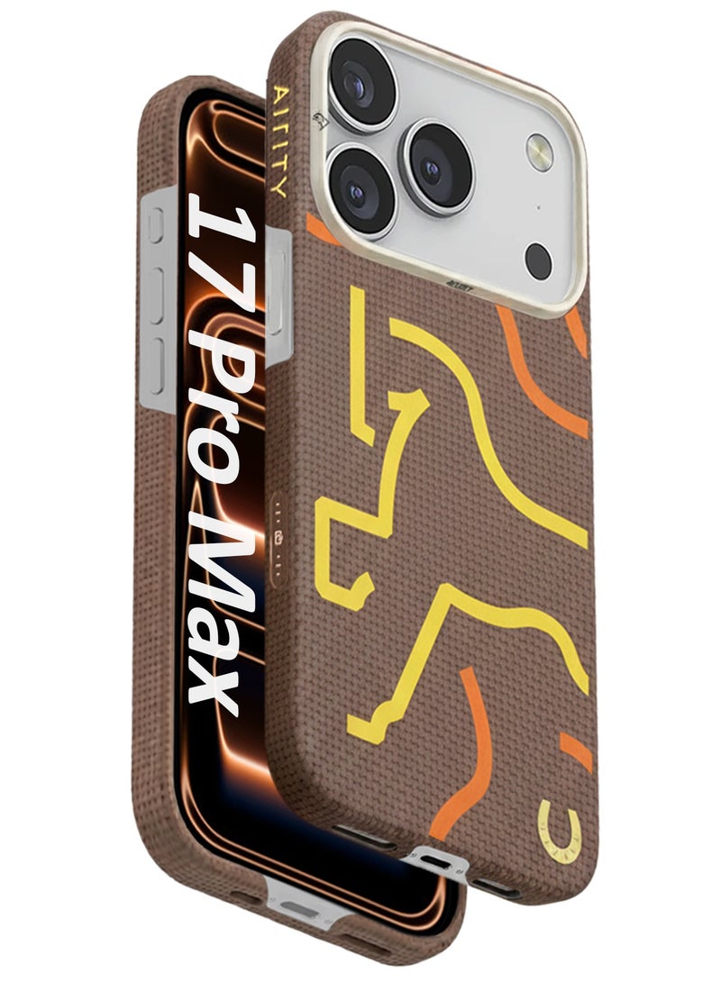 AIRITY Horse Style Bamboo Fiber Protective Case for iPhone 17 Pro Max– Ultra Durable, Lightweight & Premium Design with Screen Protector Brown Yellow - Image 3