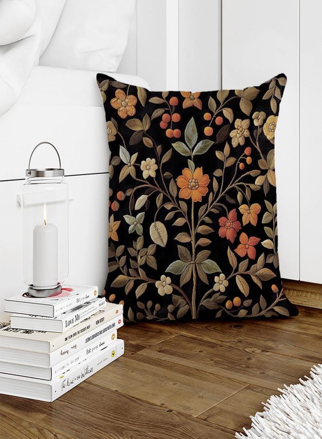 Vintage abstract floral flocking pillow case 18 × 18 inch black suitable for bed, sofa, living room decoration - Image 5
