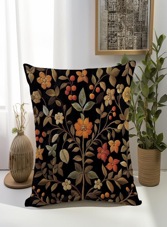 Vintage abstract floral flocking pillow case 18 × 18 inch black suitable for bed, sofa, living room decoration - Image 4