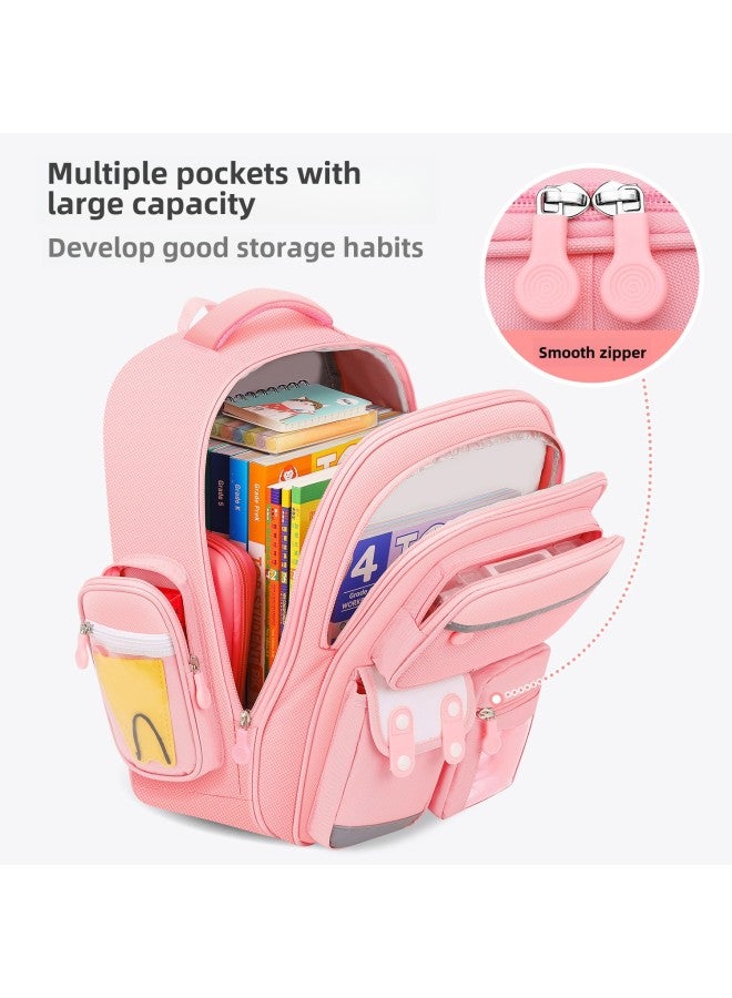 2024 Schoolbag Girls Primary School Students Three To Six Female Burden Relief Spine Protection Grade One And Two Melti Children Wholesale-Color:Large Purple (Egg Yolk Cat) Grades 3-6-Size:Schoolbag + Accessories + Handbag  - Image 4