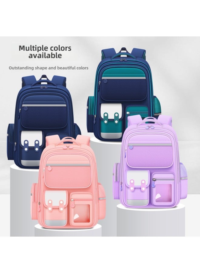 2024 Schoolbag Girls Primary School Students Three To Six Female Burden Relief Spine Protection Grade One And Two Melti Children Wholesale-Color:Large Purple (Egg Yolk Cat) Grades 3-6-Size:Schoolbag + Accessories + Handbag  - Image 3