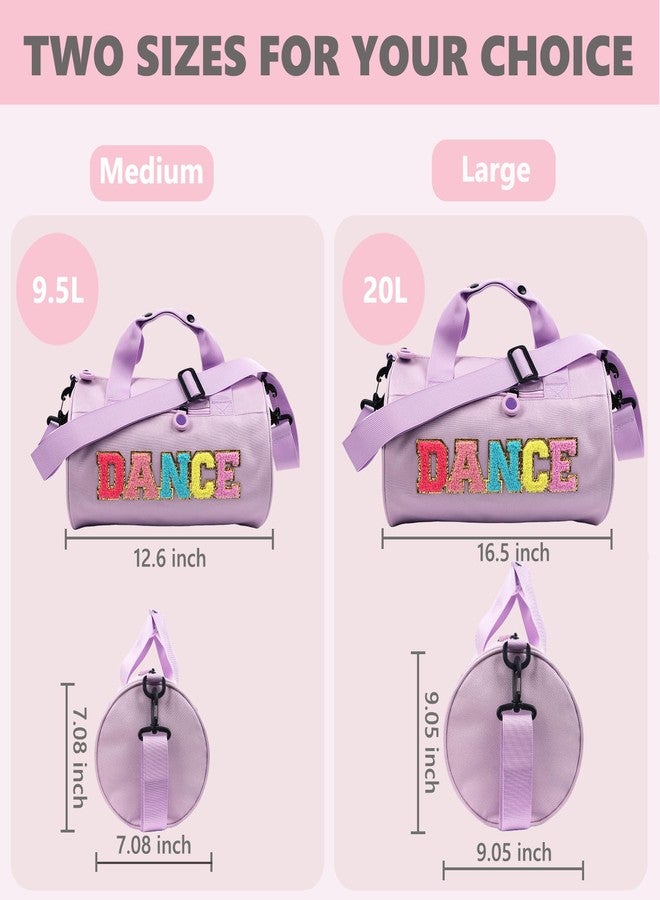 هيموسويس حقيبة رقص للبنات، حقائب باليه لطيفة، حقيبة سفر لعطلة نهاية الأسبوع، حقيبة رياضية، حقيبة جيم للنساء والرجال، حقيبة للأطفال الصغار للراقصين (بنفسجي، متوسط) - Image 2