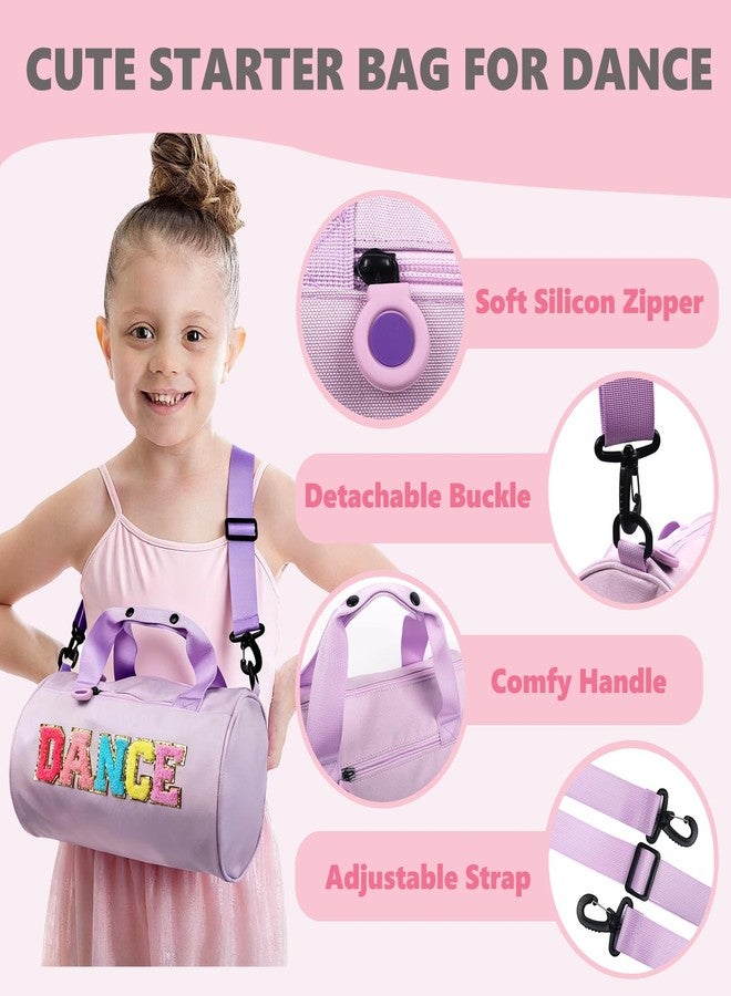 هيموسويس حقيبة رقص للبنات، حقائب باليه لطيفة، حقيبة سفر لعطلة نهاية الأسبوع، حقيبة رياضية، حقيبة جيم للنساء والرجال، حقيبة للأطفال الصغار للراقصين (بنفسجي، متوسط) - Image 4