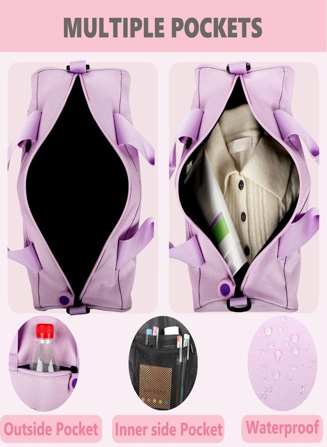 هيموسويس حقيبة رقص للبنات، حقائب باليه لطيفة، حقيبة سفر لعطلة نهاية الأسبوع، حقيبة رياضية، حقيبة جيم للنساء والرجال، حقيبة للأطفال الصغار للراقصين (بنفسجي، متوسط) - Image 5