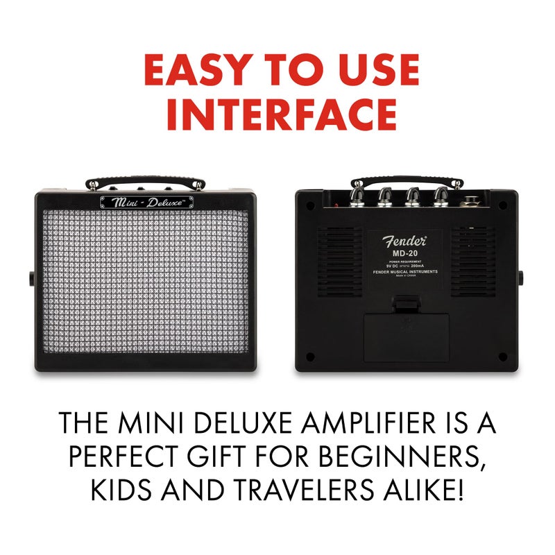 Fender Mini Deluxe Electric Guitar Amp, with 1-Year Warranty, Mini Guitar Amp, Portable Guitar Amplifier, Guitar Accessories, 3 Watts, Black - Image 4