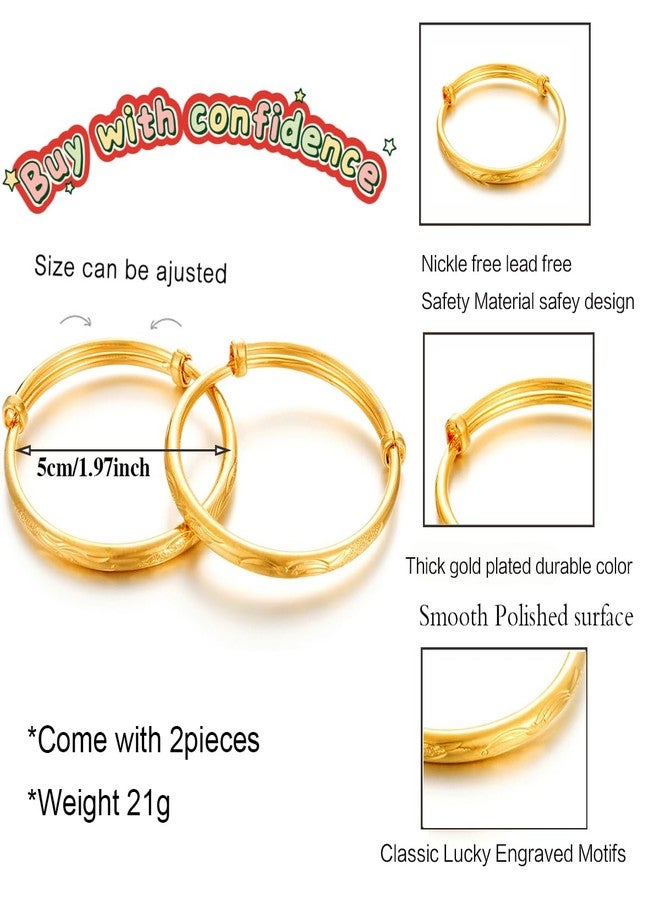 Ethlyn 2pcs/lot Baby Bracelet for infant Girls Boys 18K Gold Plated Kids Baby Expandable Adjustable Bangles &bracelets Birthday Christmas Gifts - Image 4