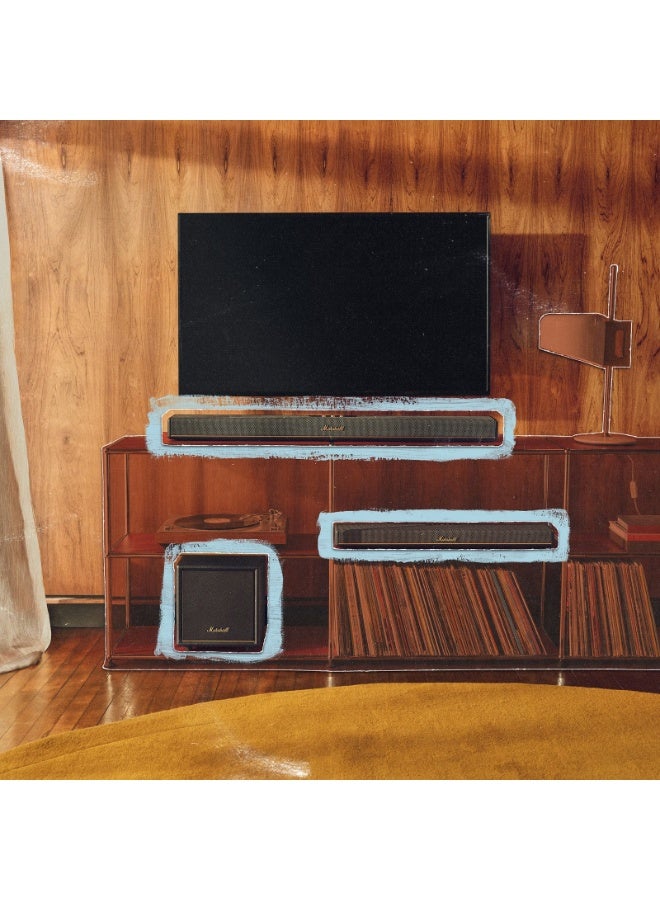 مارشال Heston Sub 200 - مضخم صوت تلفزيوني / اتصال لاسلكي / باسات عميقة / اتصال عبر التطبيق / مكبر صوت منزلي فاخر / Bluetooth 5.3V ومدخلات متعددة - كريمي - Image 5