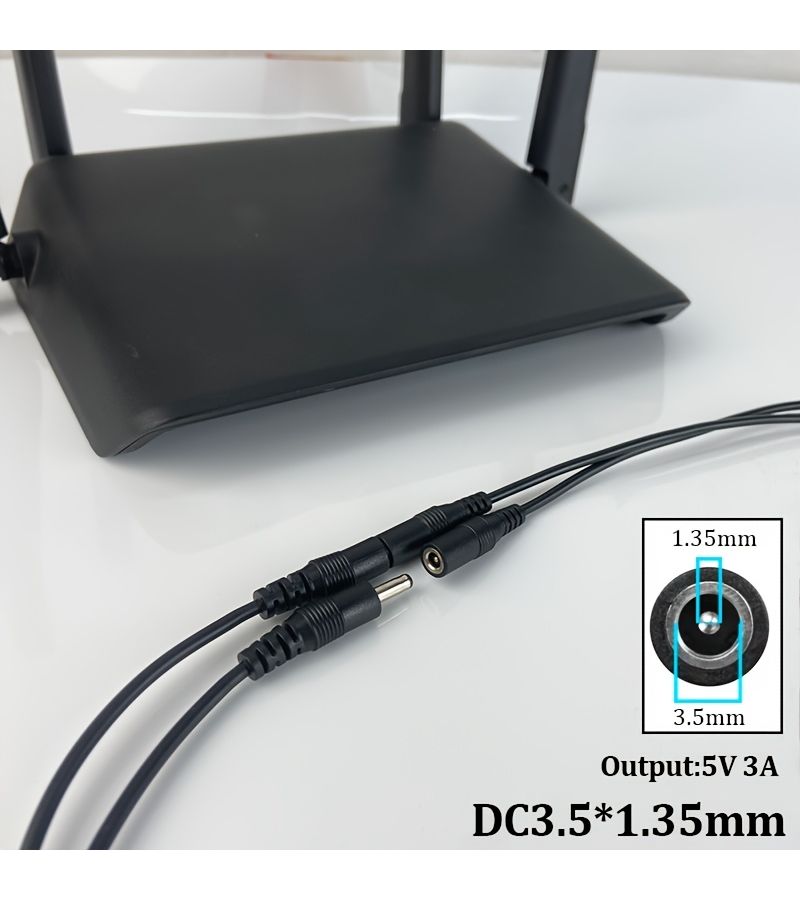 كابل شحن USB إلى DC 3.5x1.35 مم، 5 فولت 3 أمبير، عبوة من قطعتين، بطول 150 سم، مقبس أنثى - Image 3