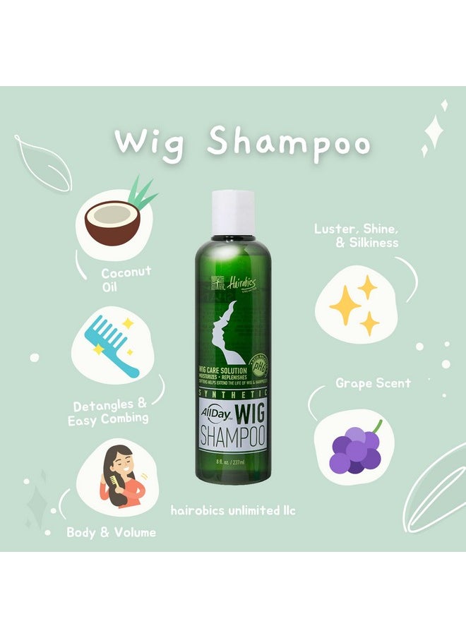 AllDay Locks - Llday Locks Synthetic Wig Shampoo ; Revitalizes And Refreshes ; Cleanses & Extends Lifespan Of Wigs & Hairpieces ; Soft & Fresh Feeling Grape Scent ; 8 Oz - Image 1