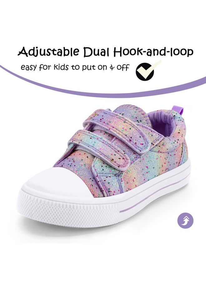K KomForme Toddler Sneakers for Boys and Girls Dual Hook and Loops Sneakers Baby Canvas Shoes, Gradient Glitter, 7 Toddler - Image 3