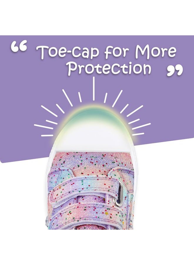 K KomForme Toddler Sneakers for Boys and Girls Dual Hook and Loops Sneakers Baby Canvas Shoes, Gradient Glitter, 7 Toddler - Image 5
