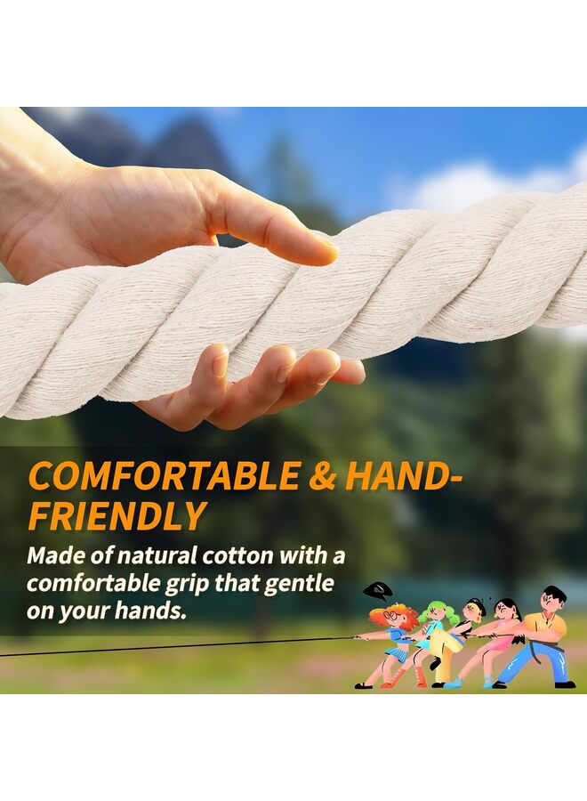 LAMAY Tug of War Rope with Flag for Students and Adults, Soft Cotton Battle Rope for Field Activities, Outdoor Camping Picnic Games, and Team Building Activities (White,39.37ft) - Image 5