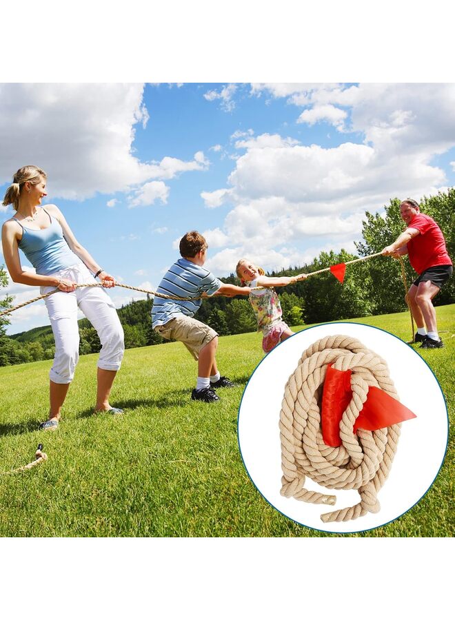 LAMAY Tug of War Rope with Flag for Students and Adults, Soft Cotton Battle Rope for Field Activities, Outdoor Camping Picnic Games, and Team Building Activities (White,39.37ft) - Image 4