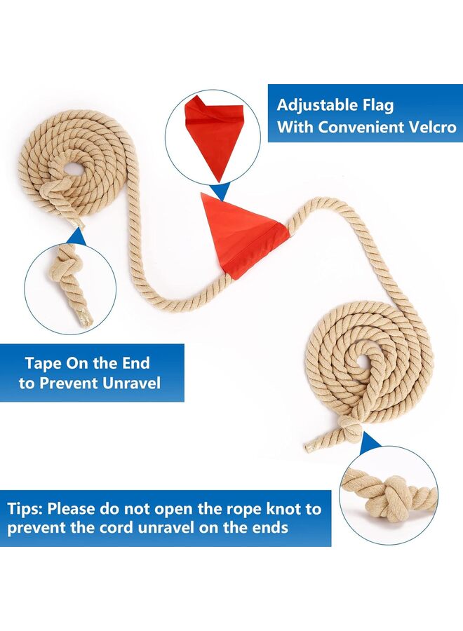 LAMAY Tug of War Rope with Flag for Students and Adults, Soft Cotton Battle Rope for Field Activities, Outdoor Camping Picnic Games, and Team Building Activities (White,39.37ft) - Image 3