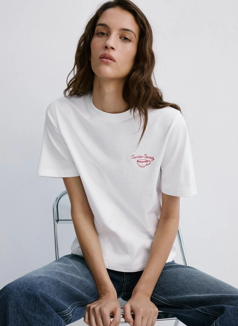 مانجو Printed cotton-blend t-shirt